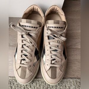 Burberry Beige and Black Check Sneakers (39.5)